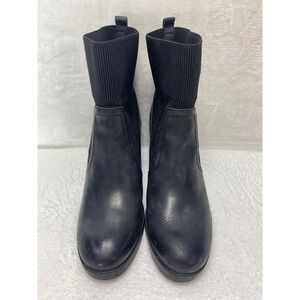 Crown Vintage Adventure Block Heel Black‎ Leather Classic Chelsea Boots Size 9.5